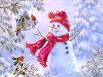  snowman and birds