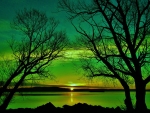 Green Sunset of Nature