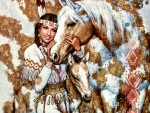 Native American Girl With Horses FC