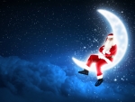 Santa relaxing on the moon