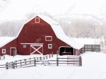 snow covered barn