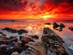 Fiery sea sunset