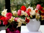 Mixed Flowers and Vases