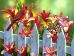 Cardinal and Lilies