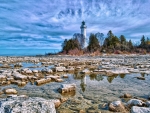 Lighthouse on the Rocky Shore