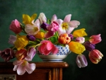 Bouquet of colorful tulips