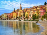 Colorful Old Town Menton on French Riviera