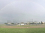 rainbow at baseball field