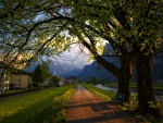 Village in the Alps in the Evening Light