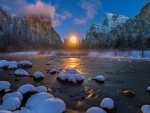 Winter sunset in Yosemite