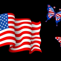Flag and Butterflies