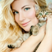 Woman & Kitten