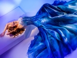 Woman in Blue Gown