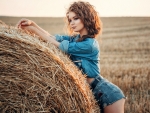 Blonde in a Field of Hay
