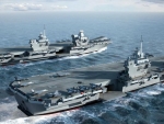 WORLD OF WARSHIPS  HMS Queen Elizabeth right with HMS Prince of Wales Aircraft-Carriers.