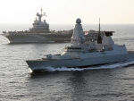 WORLD OF WARSHIPS HMS Defender escorting French aircraft carrier Charles De Gaul  on exercises in the Mediterranean