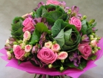 Pink Roses and Leaves Bouquet