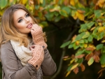 blonde in the autumn forest