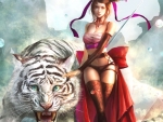 Girl and White Tiger