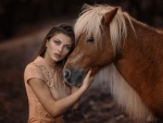 brunette with a horse