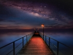 Pier under Milky Way Sky