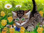 kitten in the flowers