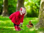 girl and squirrel