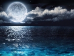 Reflection of the moon in the sea