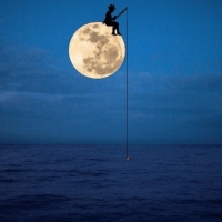 fisherman in the moonlight
