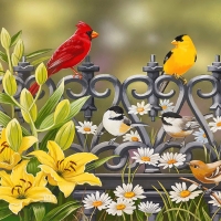 Iron fence with lilies