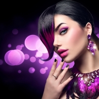 Fashion woman with purple hair