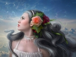 Girl with Rose in Hair