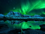 Green Aurora Borealis Reflection