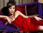 Asian model in red