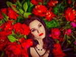Brunette and Roses