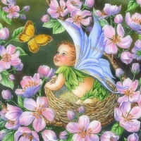 -Dogwood Baby Fairy in Nest-