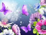 Florals Purple Butterflies