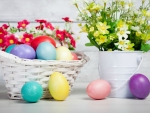 Easter Eggs With Spring Flowers