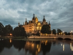 Schwerin Castle at dusk