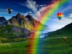 Rainbow with Hot Air Balloon