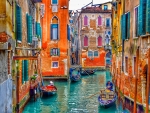 Boats In Colorful Town