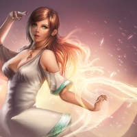 Red Haired and Blue Eyed Girl in white