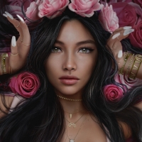 Girl with Roses on her Hair