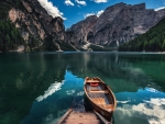 Boat on Lake Brijers,Dolomite's,Italy