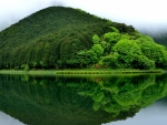 Reflecting Green Lake With Mountain