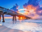 Pier in Pompano Beach at Sunset, USA
