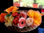 Basket with Gerberas and Roses