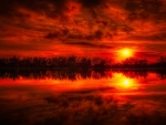 Red Sunset Reflection