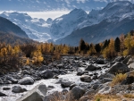 Creek Surrounded by Snowy Mountains