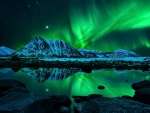 Green Aurora Borealis Reflection